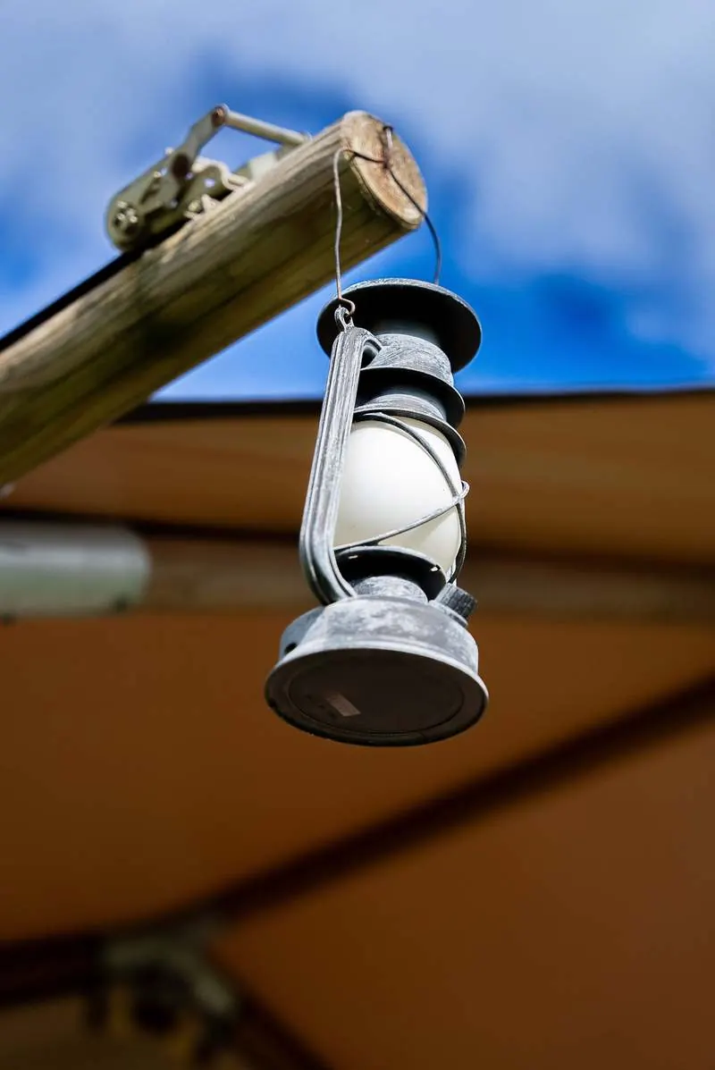Lantern under the lodge canvas